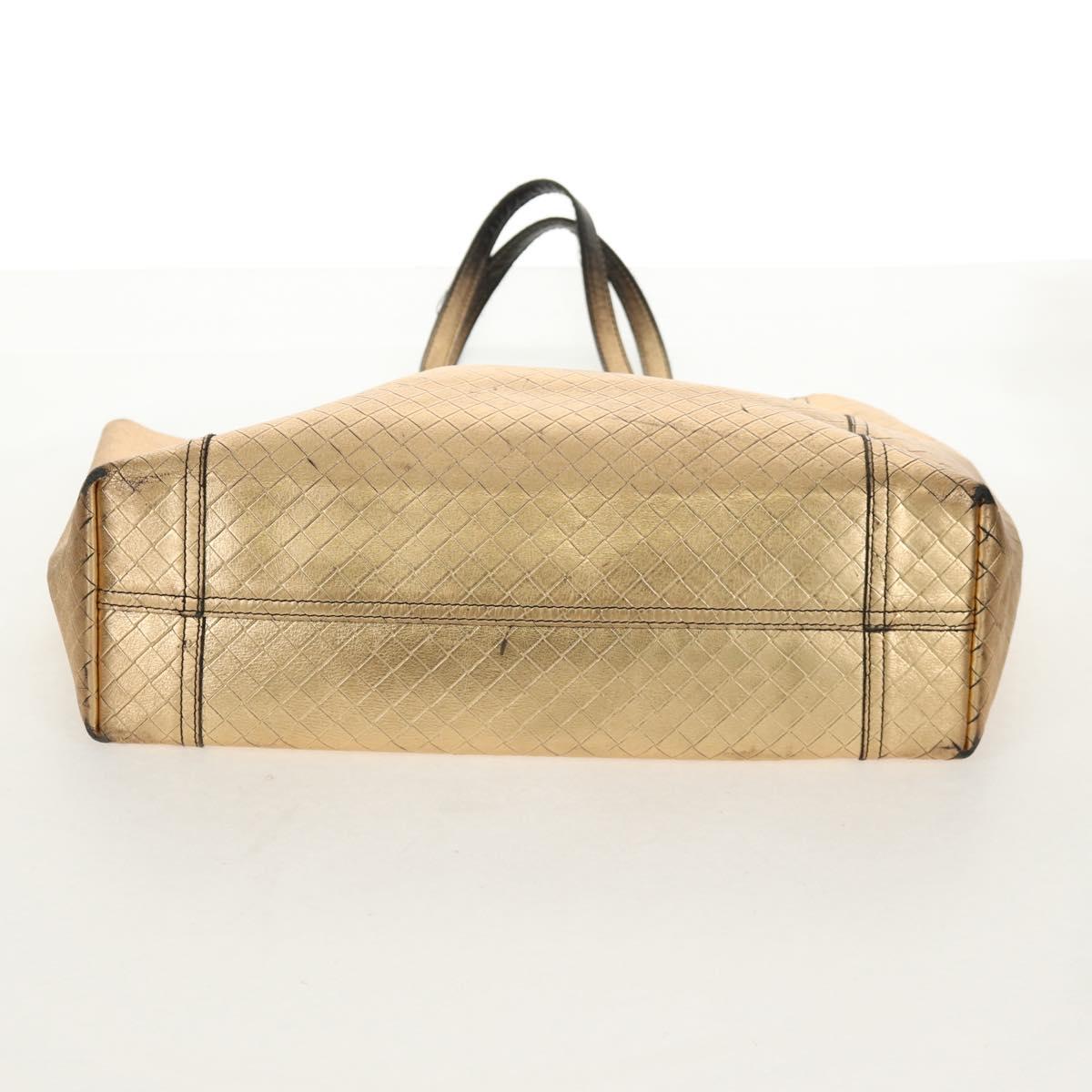 BOTTEGA VENETA INTRECCIATO Tote Bag Leather Gold Auth BA8825