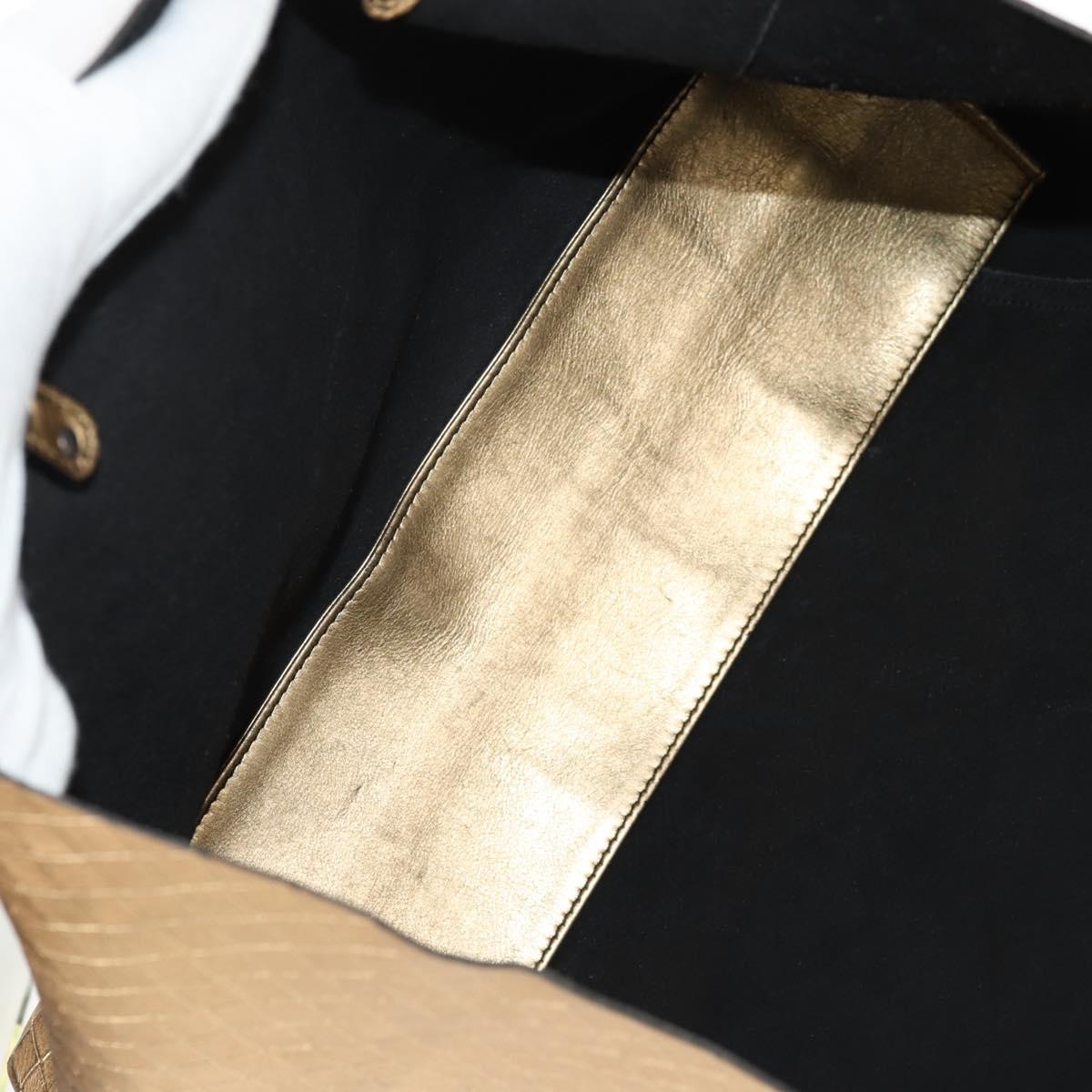 BOTTEGA VENETA INTRECCIATO Tote Bag Leather Gold Auth BA8825