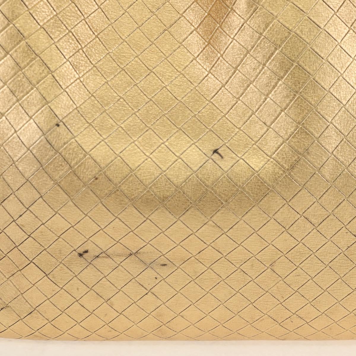 BOTTEGA VENETA INTRECCIATO Tote Bag Leather Gold Auth BA8825