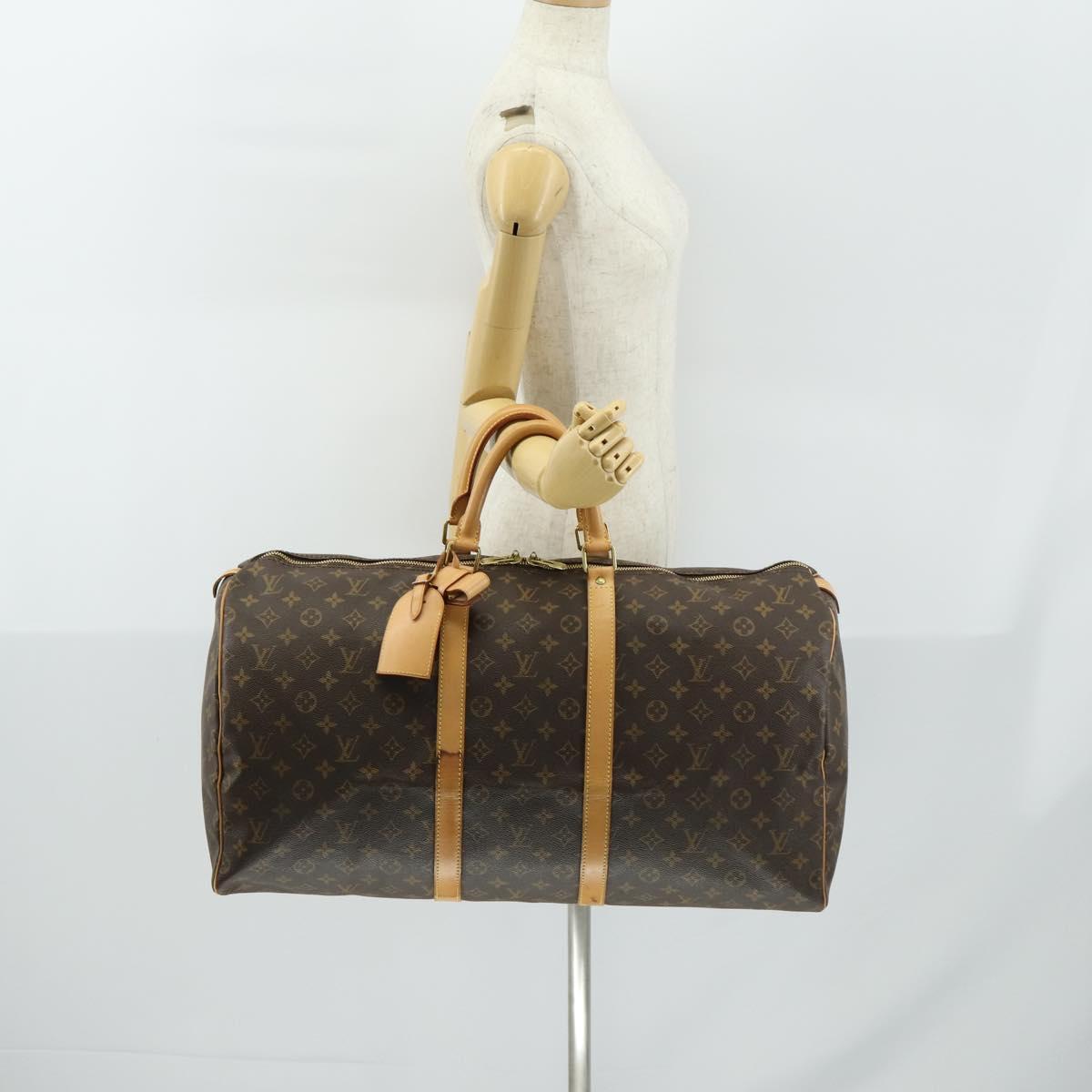 LOUIS VUITTON Monogram Keepall 55 Boston Bag M41424 LV Auth BA8829