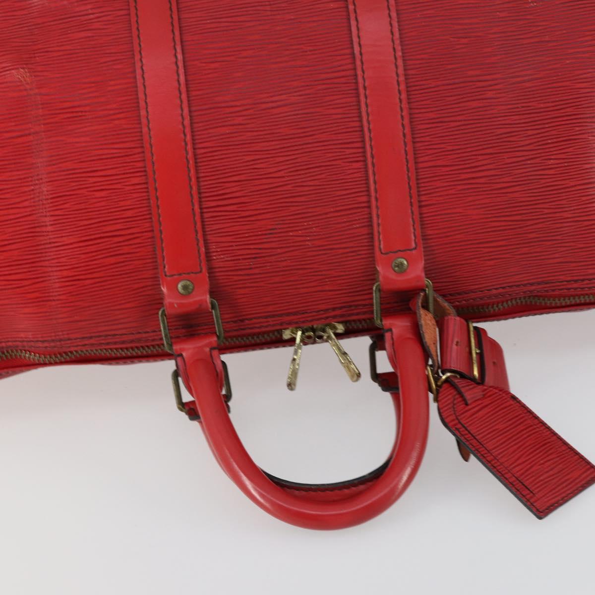 LOUIS VUITTON Epi Keepall 45 Boston Bag Red M42977 LV Auth BA8834
