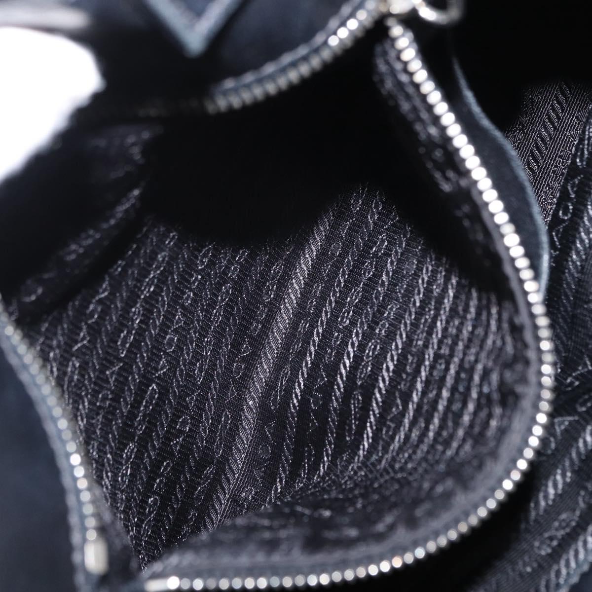 PRADA Hand Bag Nylon 2way Black Silver Auth BA8835