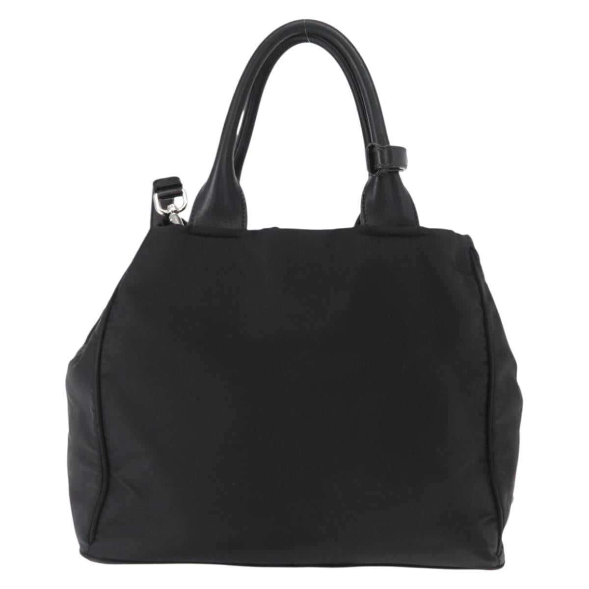 PRADA Hand Bag Nylon 2way Black Silver Auth BA8835