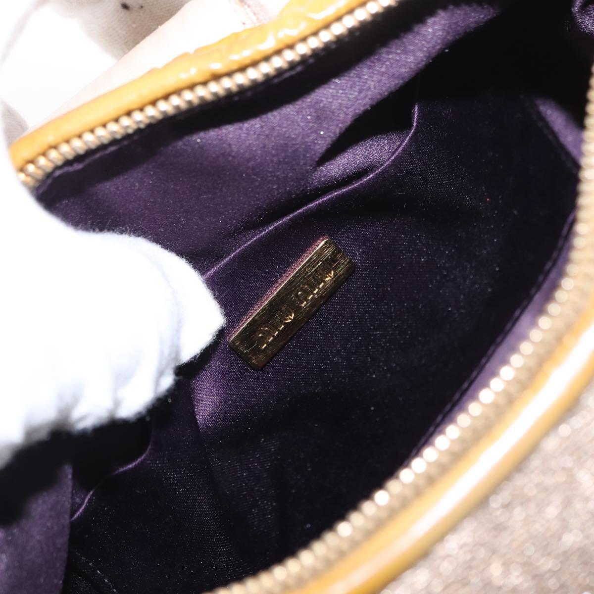 Miu Miu Chain Shoulder Bag Enamel Yellow Gold Auth BA8837