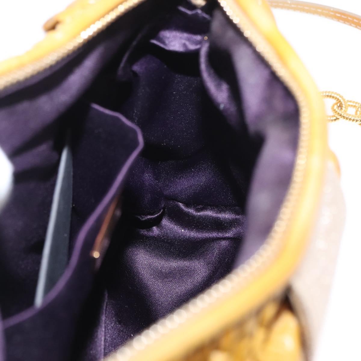 Miu Miu Chain Shoulder Bag Enamel Yellow Gold Auth BA8837