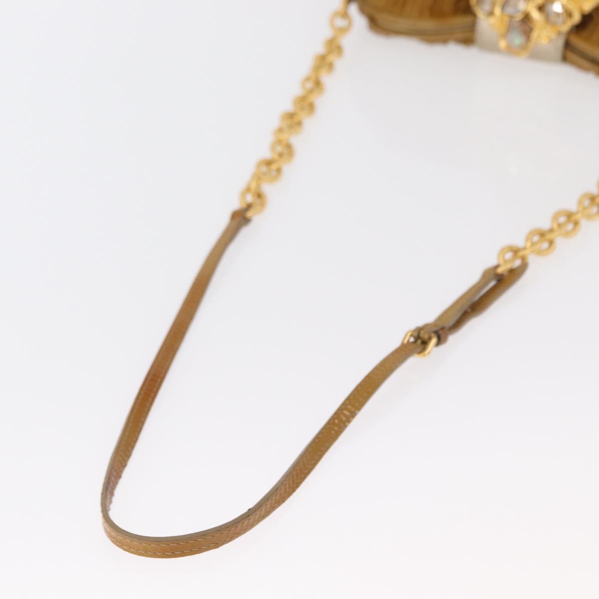 Miu Miu Chain Shoulder Bag Enamel Yellow Gold Auth BA8837