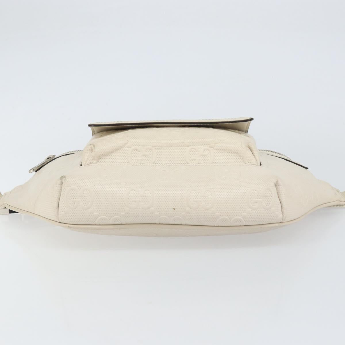 GUCCI GG Supreme Waist bag White Silver 645093 Auth BA8839