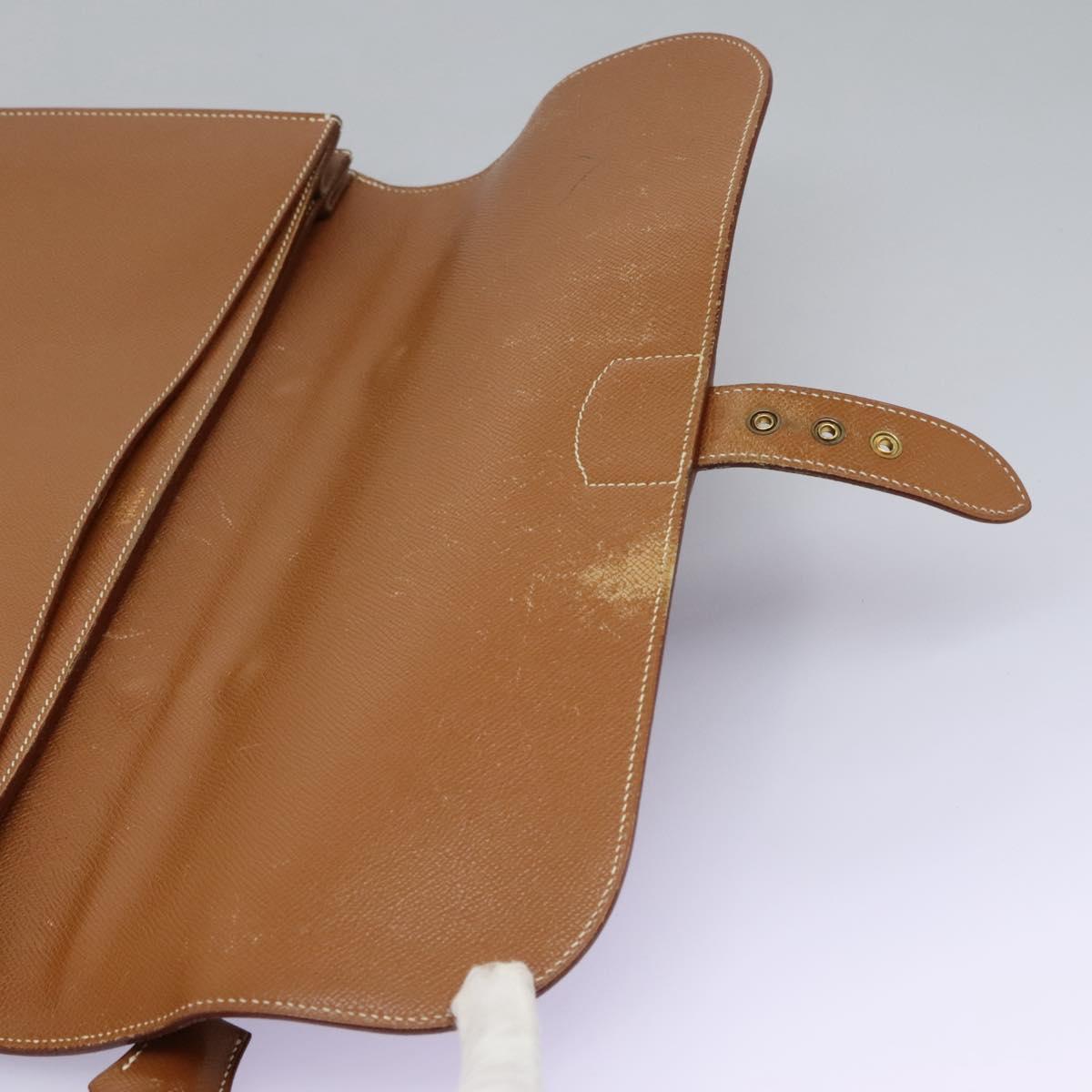 HERMES Sac Adepeche 38 Business Bag Leather Brown Auth BA884