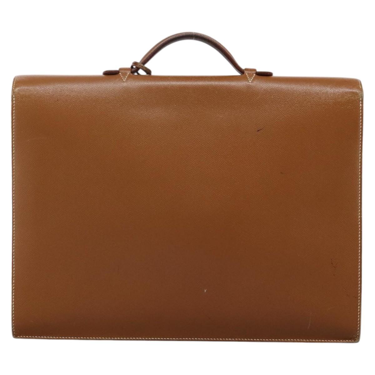 HERMES Sac Adepeche 38 Business Bag Leather Brown Auth BA884