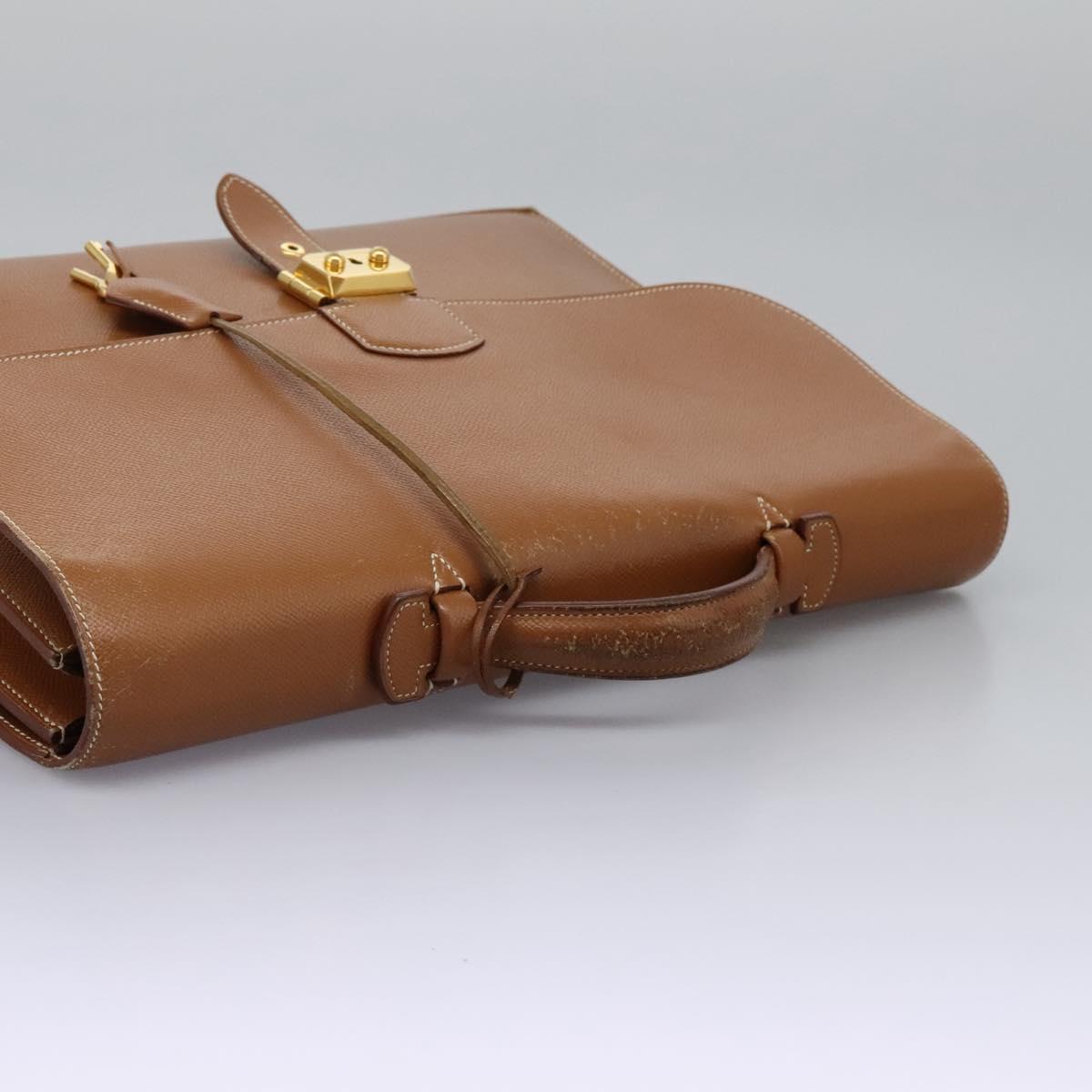 HERMES Sac Adepeche 38 Business Bag Leather Brown Auth BA884