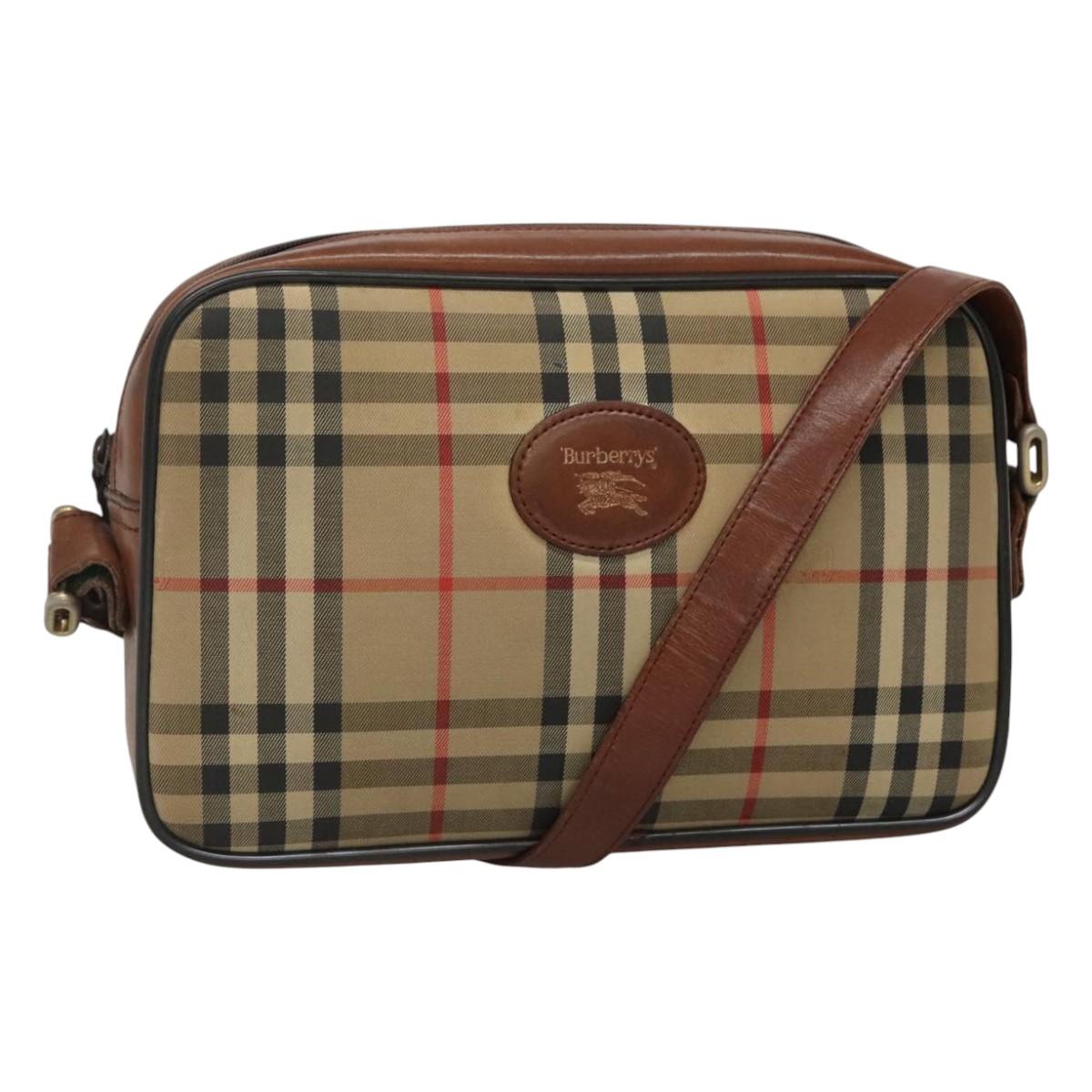 Burberrys Nova Check Shoulder Bag Canvas Beige Auth BA885