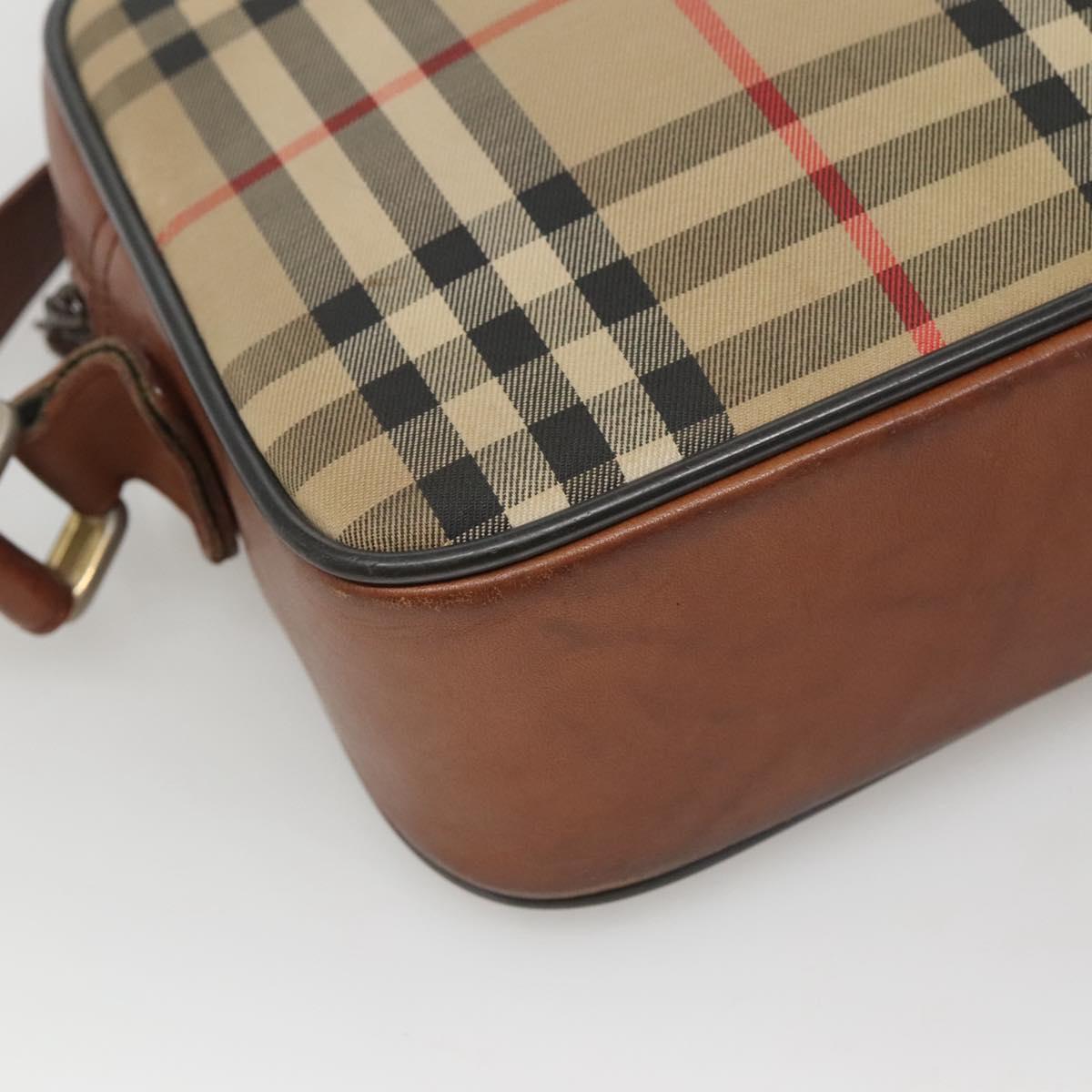 Burberrys Nova Check Shoulder Bag Canvas Beige Auth BA885