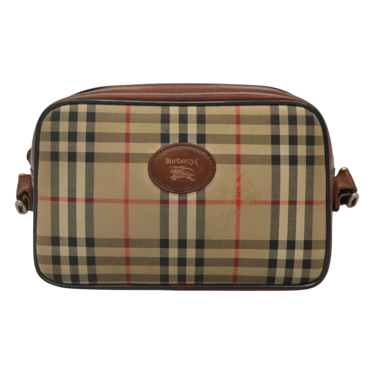 Burberrys Nova Check Shoulder Bag Canvas Beige Auth BA885