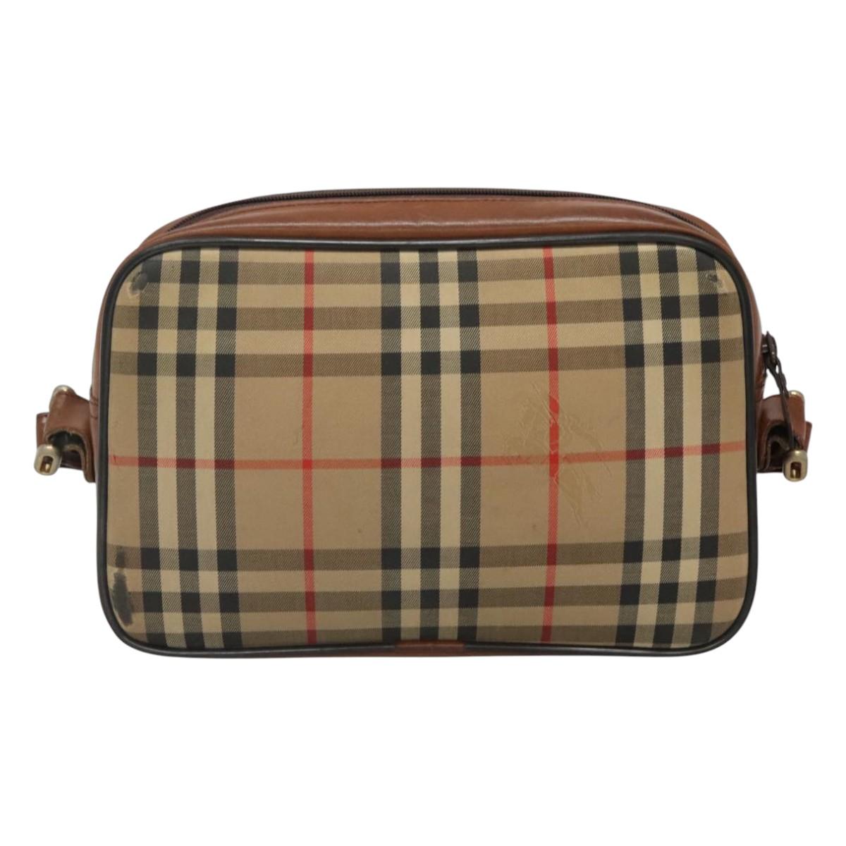 Burberrys Nova Check Shoulder Bag Canvas Beige Auth BA885