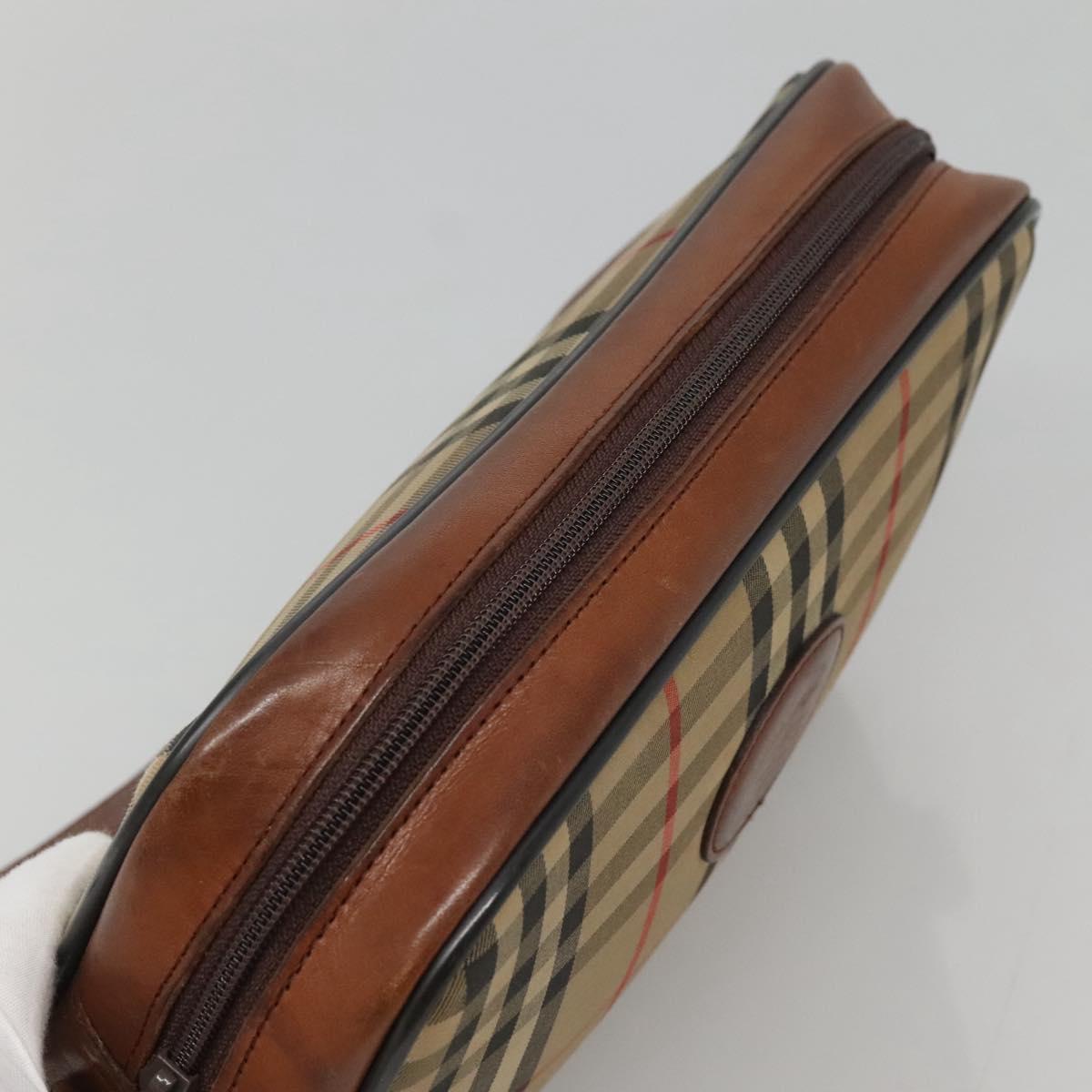 Burberrys Nova Check Shoulder Bag Canvas Beige Auth BA885