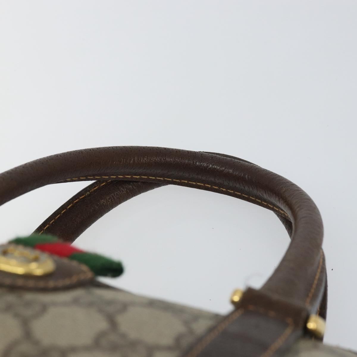 GUCCI GG Supreme Web Sherry Line Boston Bag PVC Beige Gold 40 02 006 Auth BA8851