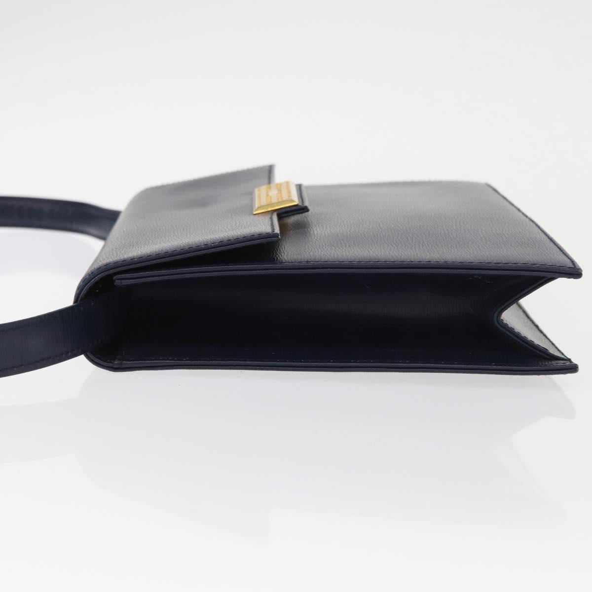 Christian Dior Shoulder Bag Leather Navy Gold Auth BA8852