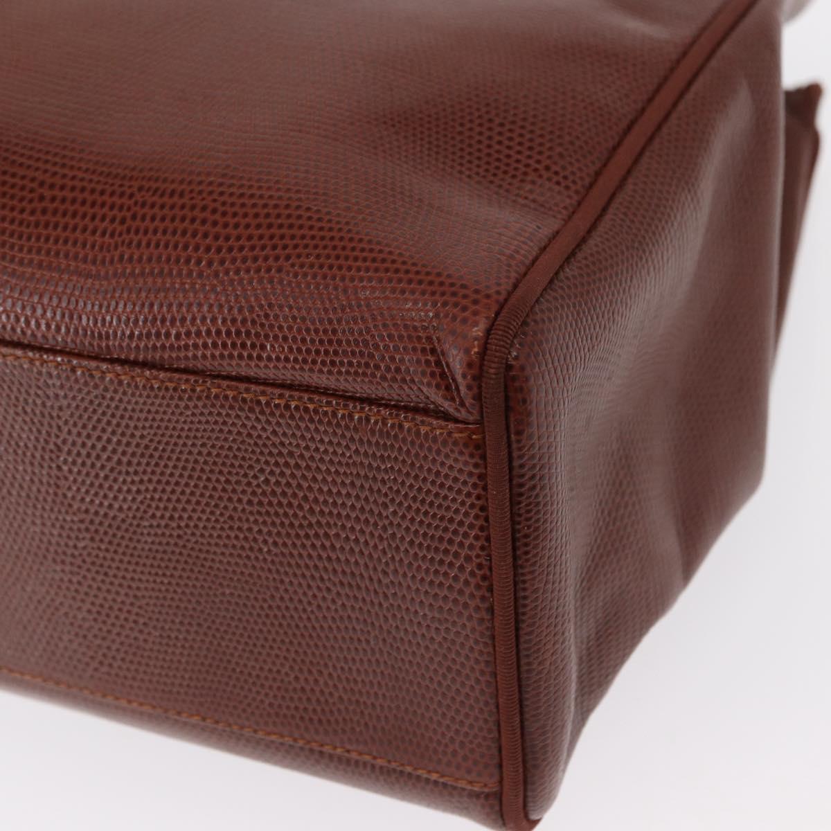 Salvatore Ferragamo Vala Tote Bag Leather Brown Gold Auth BA8853