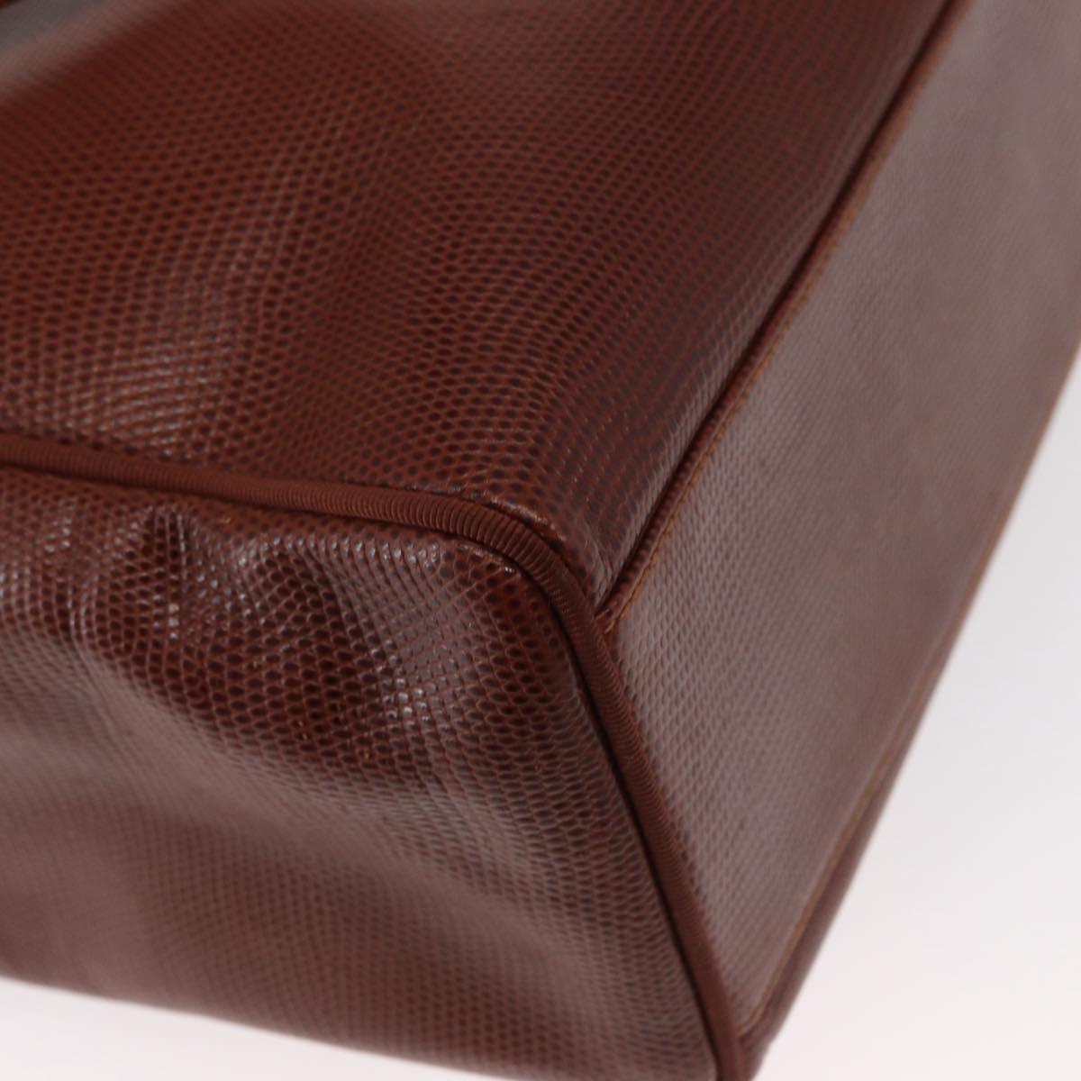 Salvatore Ferragamo Vala Tote Bag Leather Brown Gold Auth BA8853