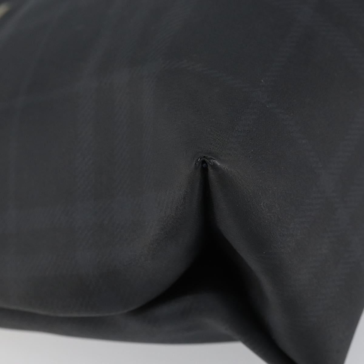 BURBERRY Nova Check Hand Bag Leather Black Silver Auth BA8861