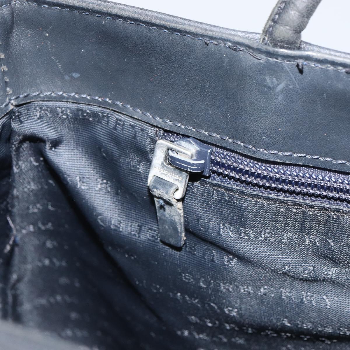 BURBERRY Nova Check Hand Bag Leather Black Silver Auth BA8861