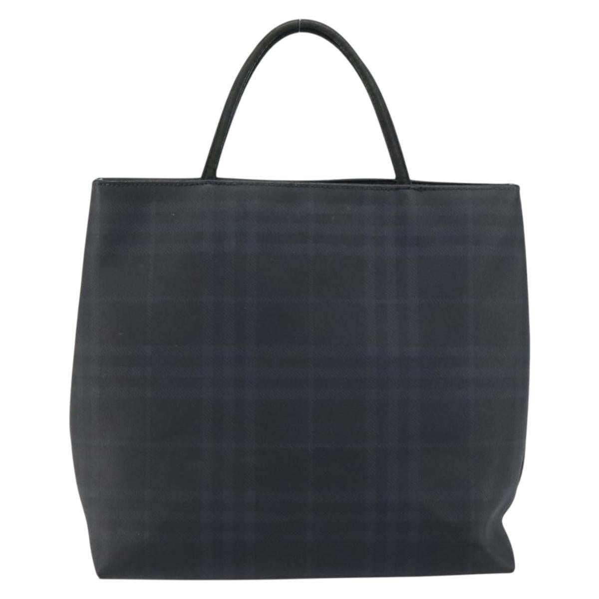 BURBERRY Nova Check Hand Bag Leather Black Silver Auth BA8861