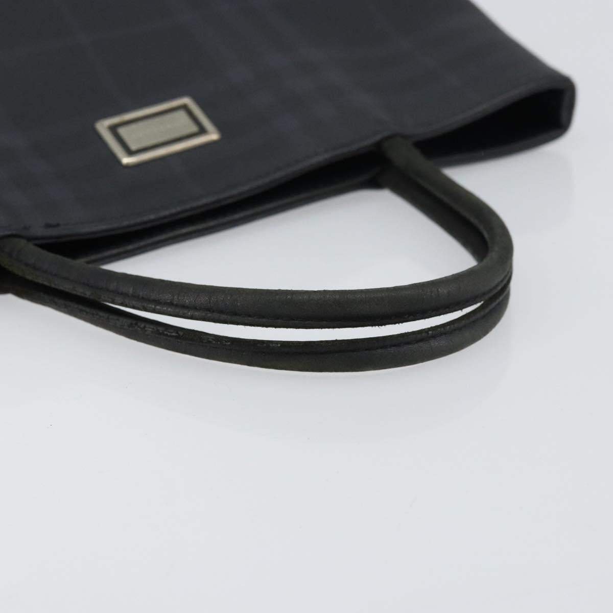 BURBERRY Nova Check Hand Bag Leather Black Silver Auth BA8861