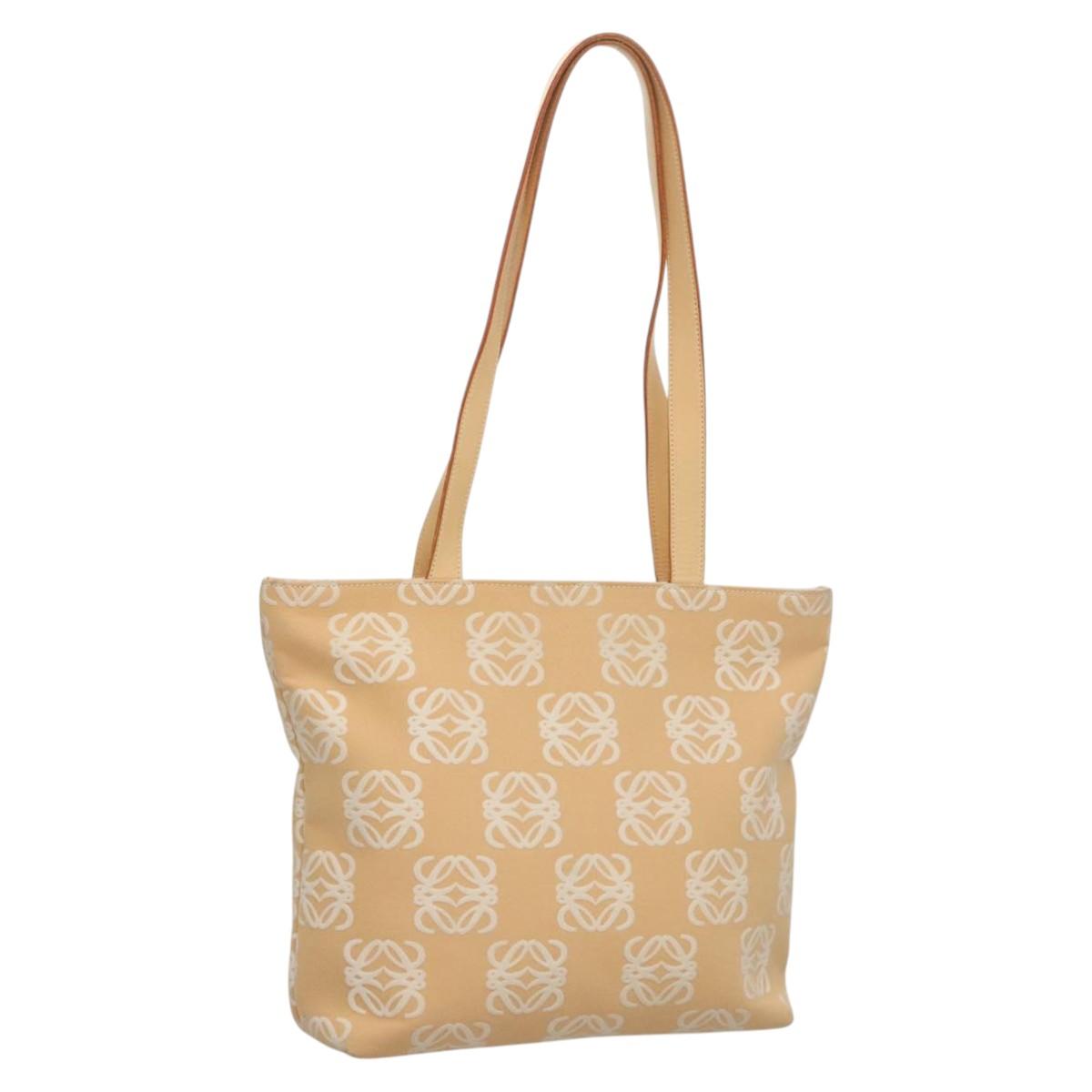 LOEWE Anagram Tote Bag Canvas Beige Auth BA887