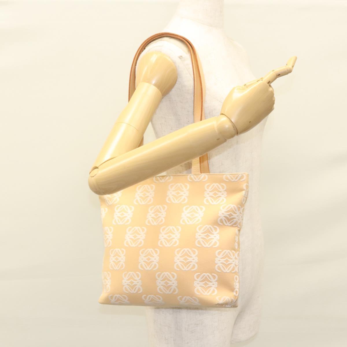 LOEWE Anagram Tote Bag Canvas Beige Auth BA887