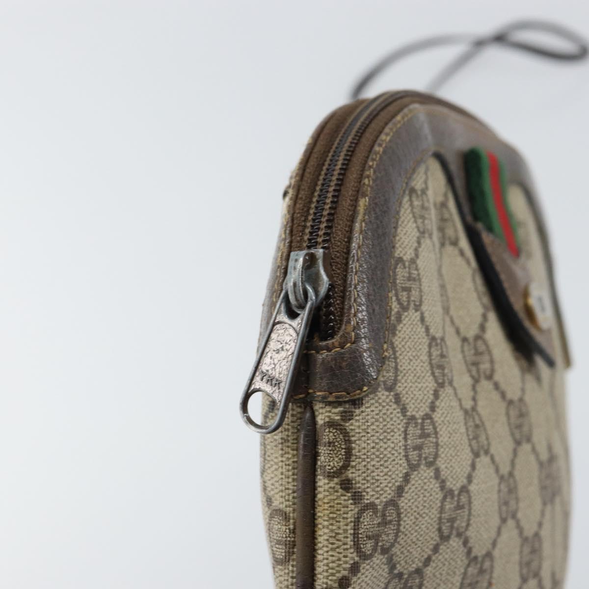 GUCCI GG Supreme Web Sherry Line Bag PVC Beige Gold 904 02 047 Auth BA8872