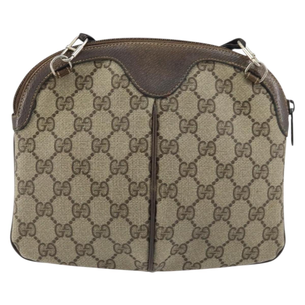 GUCCI GG Supreme Web Sherry Line Bag PVC Beige Gold 904 02 047 Auth BA8872