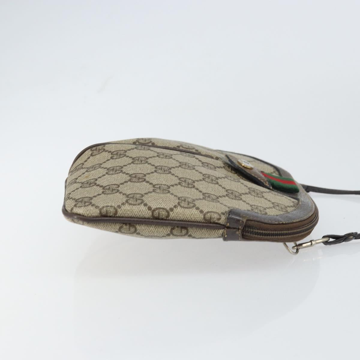 GUCCI GG Supreme Web Sherry Line Bag PVC Beige Gold 904 02 047 Auth BA8872