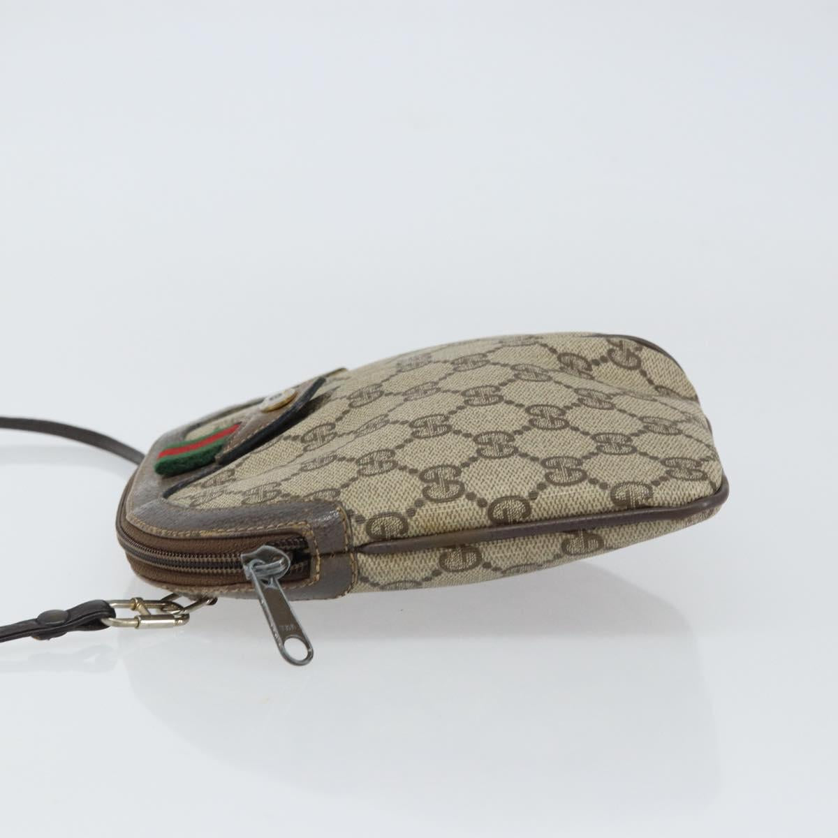 GUCCI GG Supreme Web Sherry Line Bag PVC Beige Gold 904 02 047 Auth BA8872
