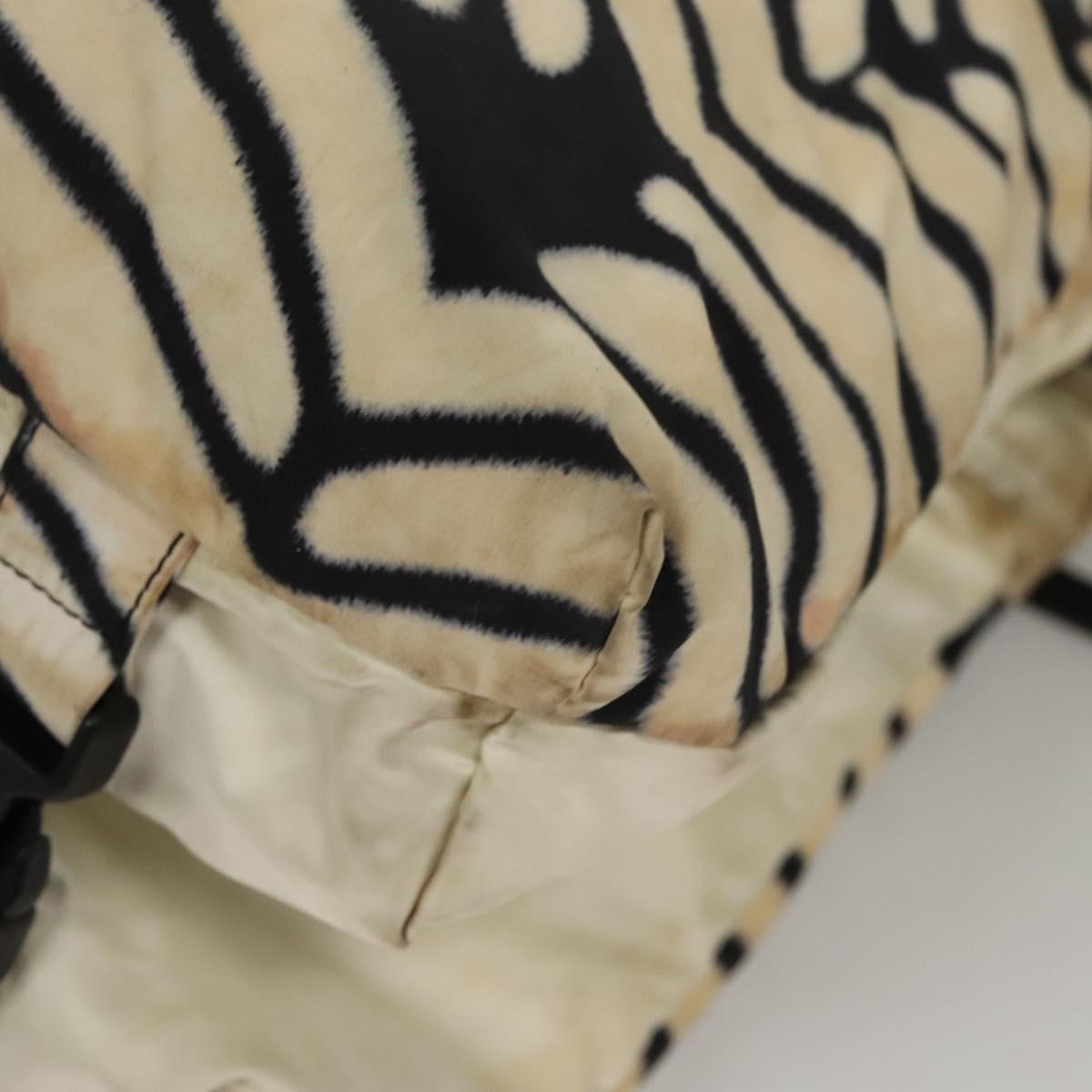 CHANEL Sports Shoulder Bag Nylon White Black CC Auth BA888