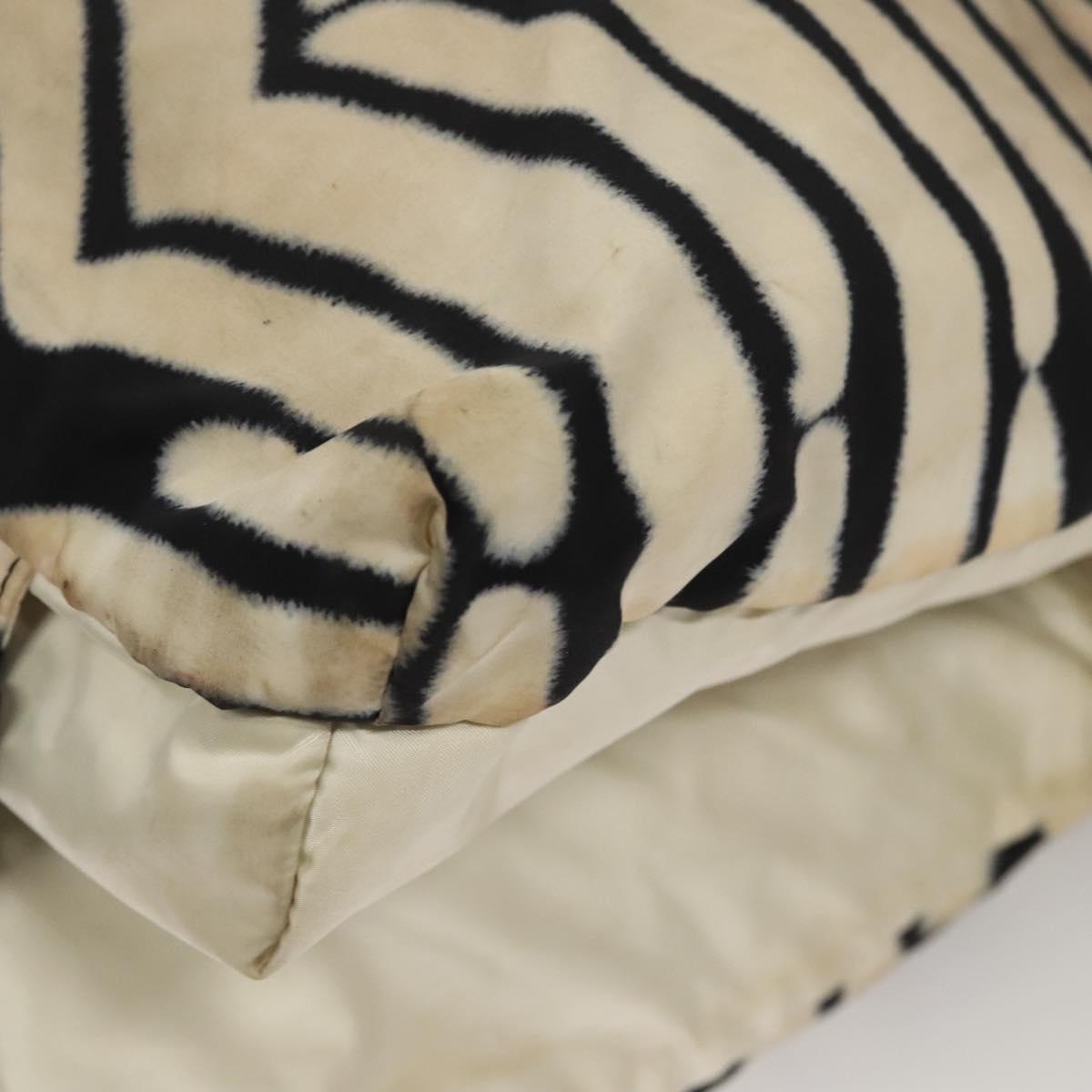 CHANEL Sports Shoulder Bag Nylon White Black CC Auth BA888