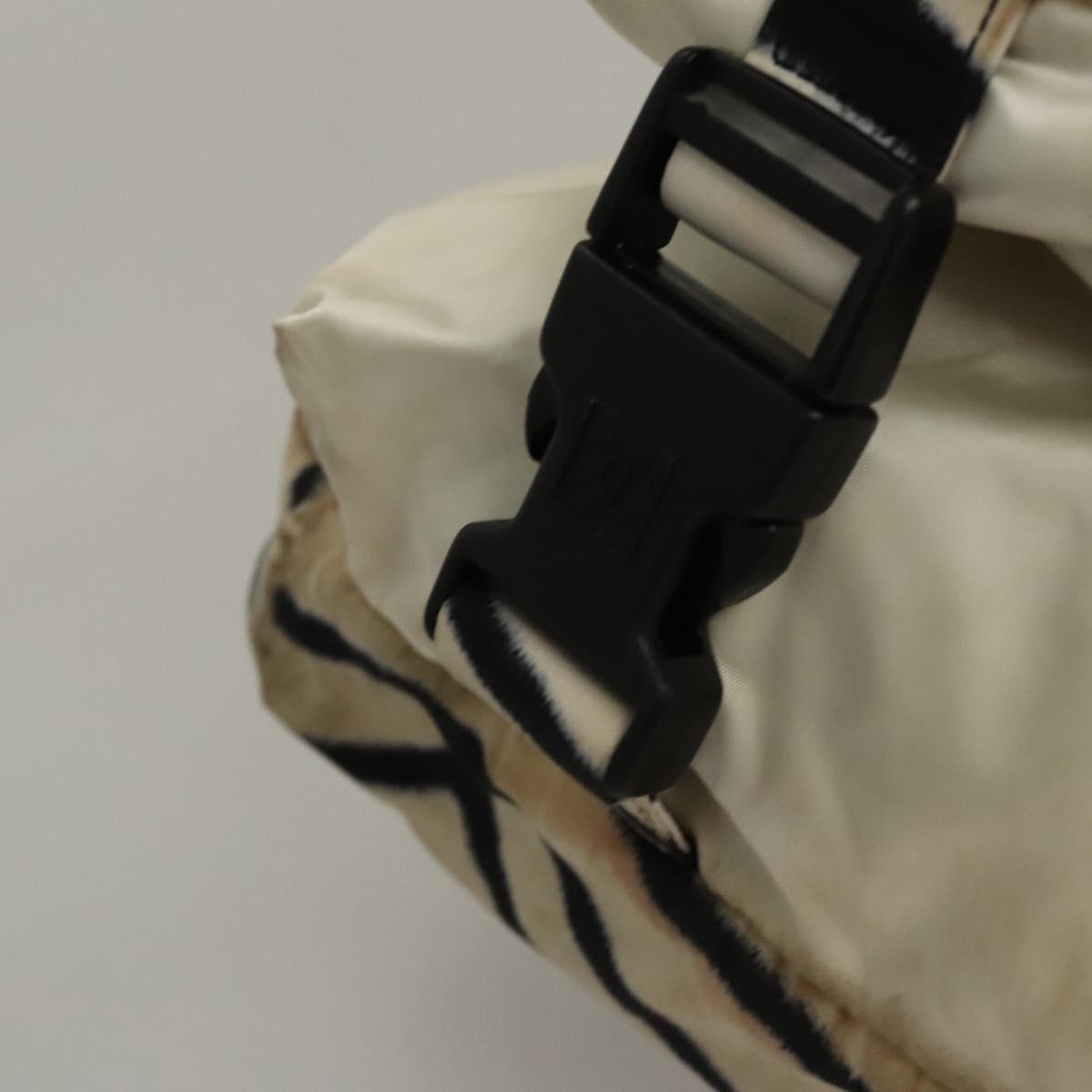 CHANEL Sports Shoulder Bag Nylon White Black CC Auth BA888