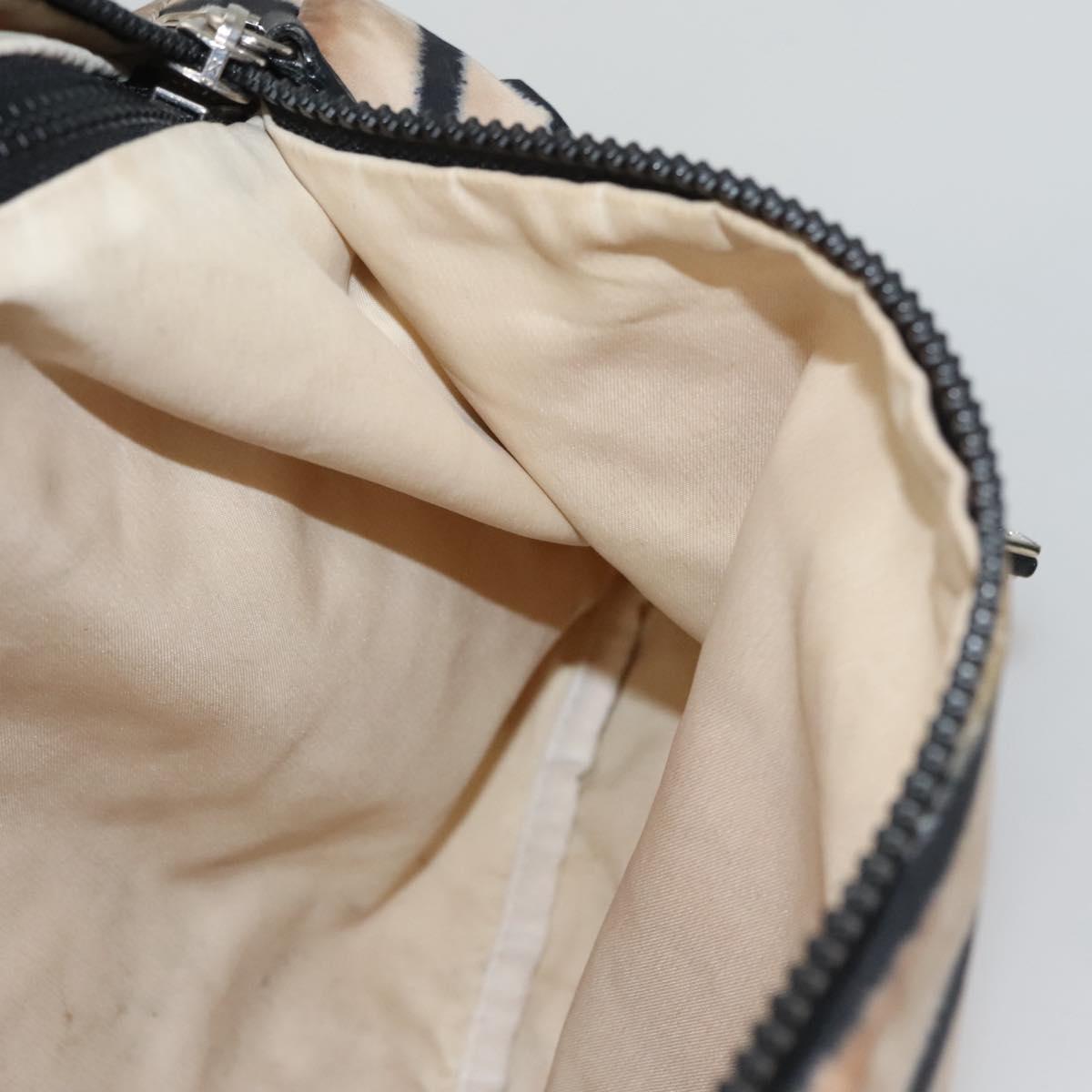 CHANEL Sports Shoulder Bag Nylon White Black CC Auth BA888