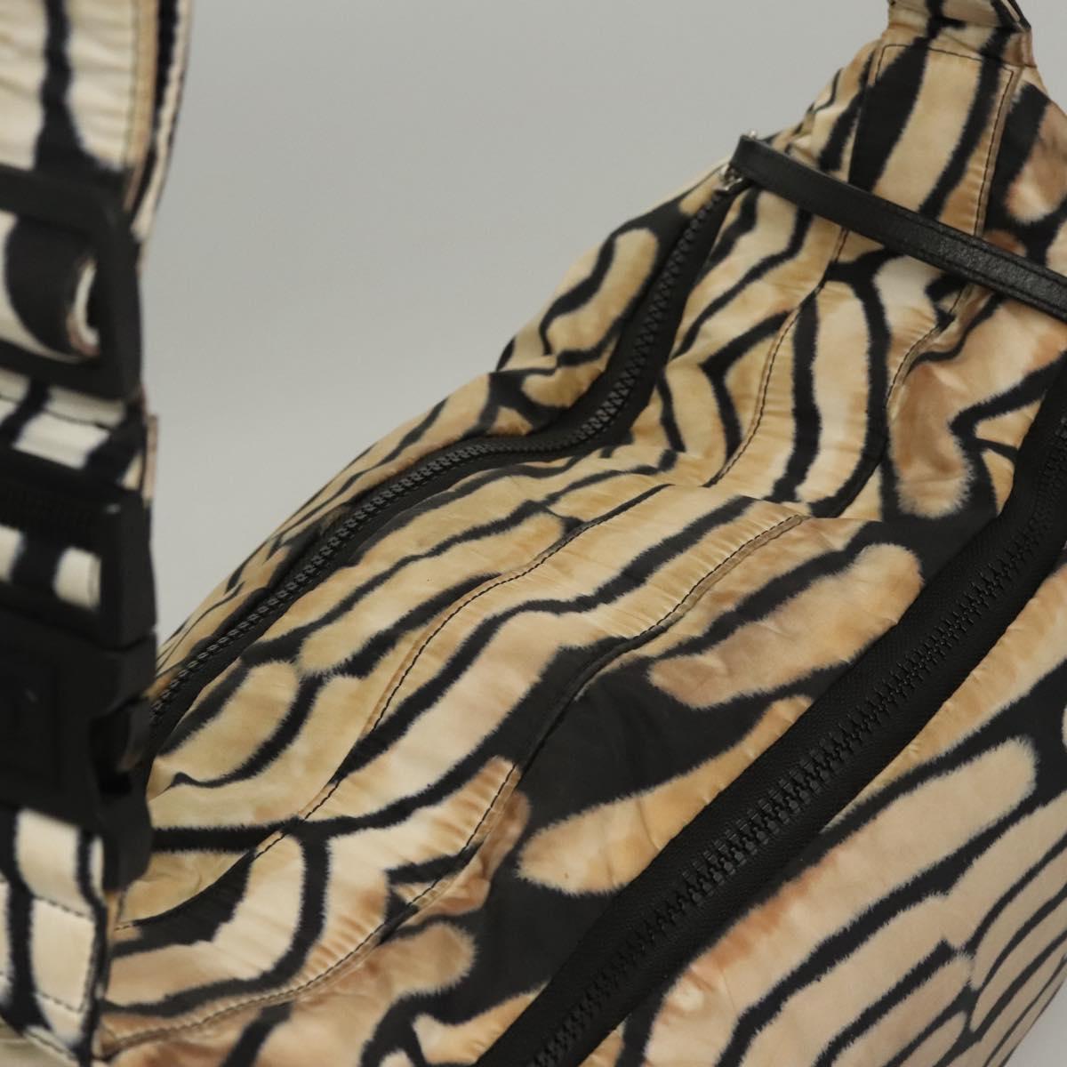 CHANEL Sports Shoulder Bag Nylon White Black CC Auth BA888