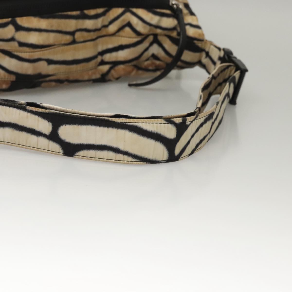 CHANEL Sports Shoulder Bag Nylon White Black CC Auth BA888