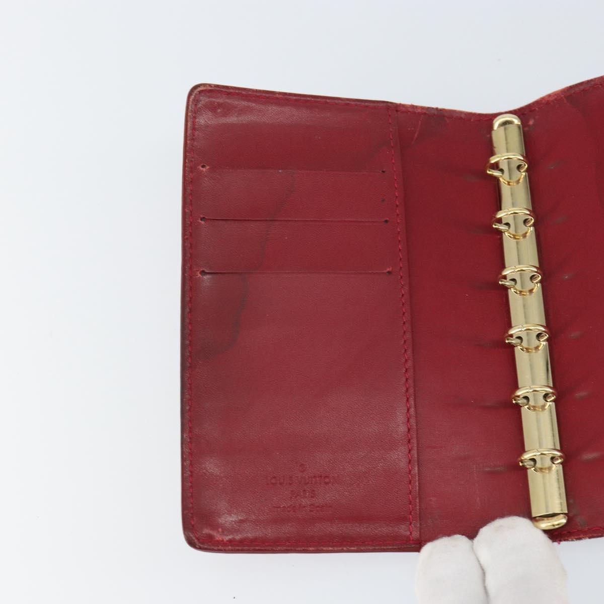 LOUIS VUITTON Monogram Vernis Agenda PM Day Planner Cover Red R21016 Auth BA8895