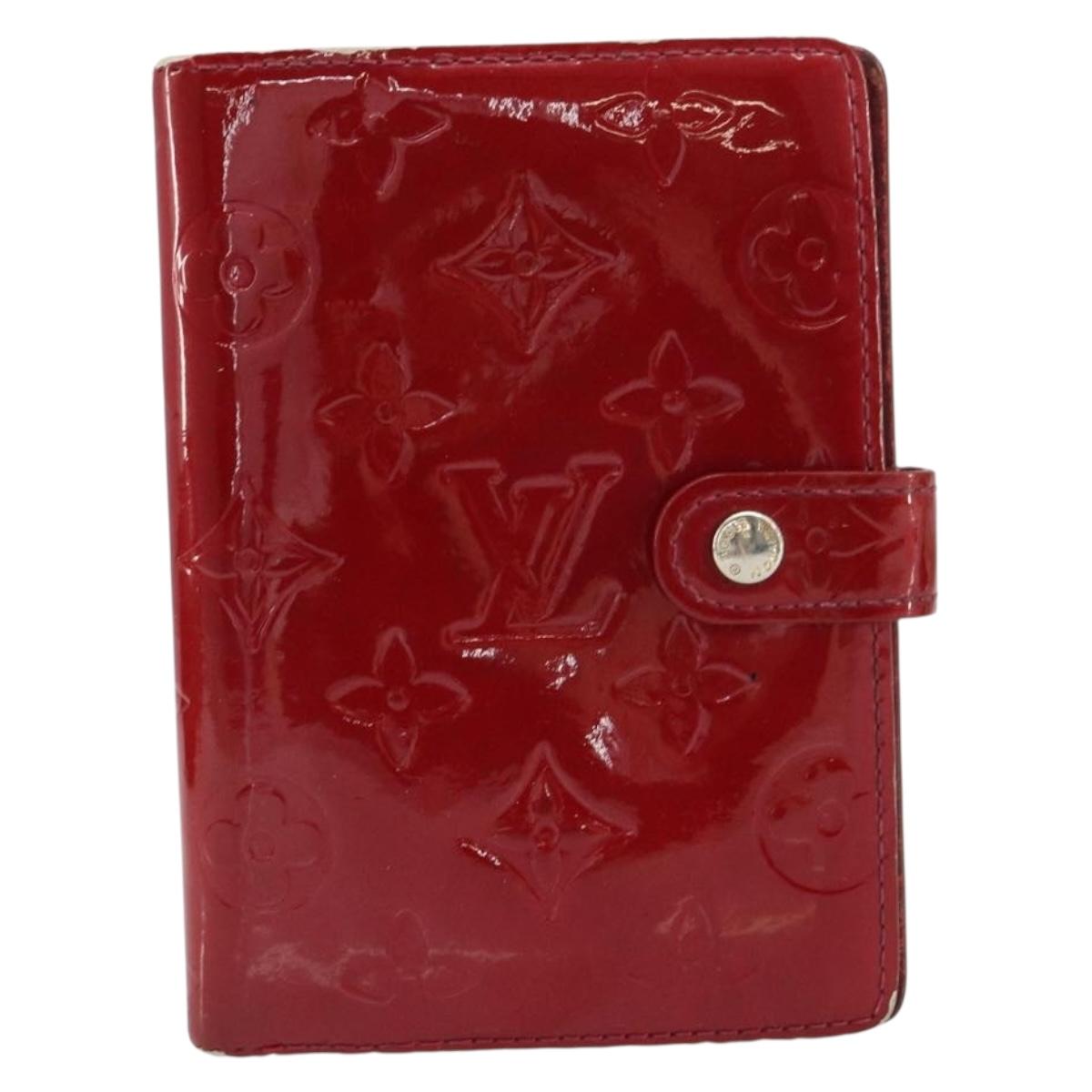 LOUIS VUITTON Monogram Vernis Agenda PM Day Planner Cover Red R21016 Auth BA8895