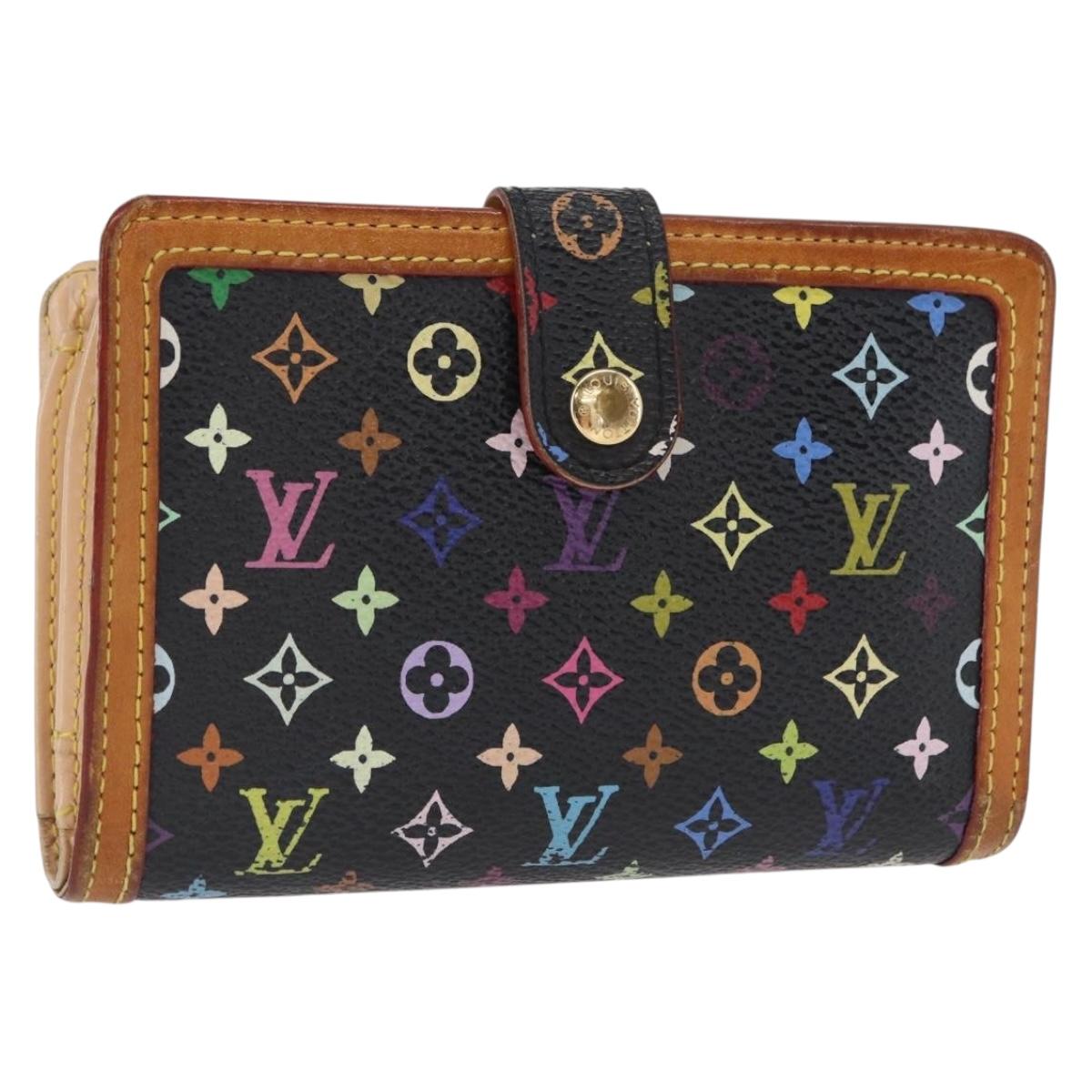 LOUIS VUITTON Multicolor Portefeuille Viennois Wallet Black M92988 Auth BA8902