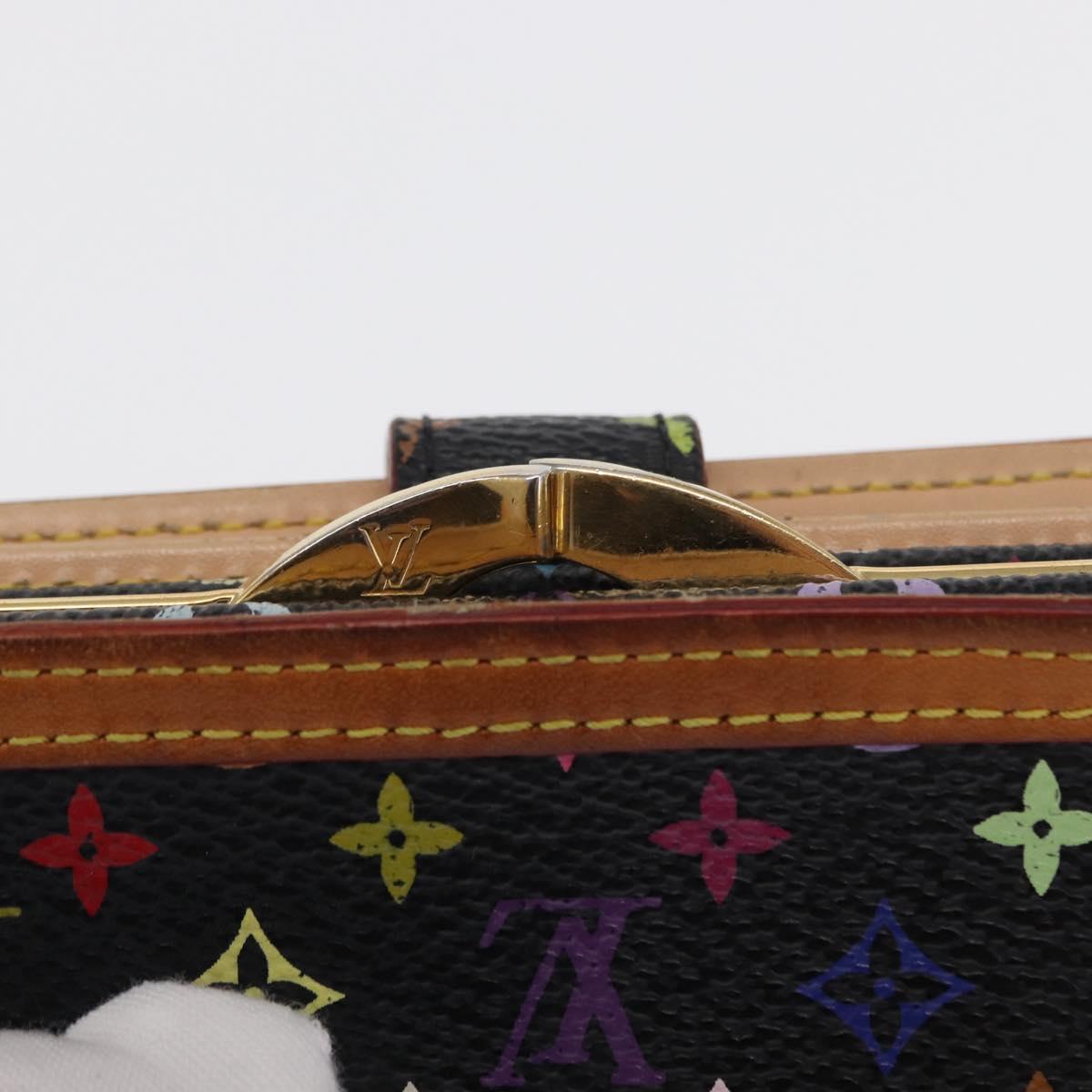 LOUIS VUITTON Multicolor Portefeuille Viennois Wallet Black M92988 Auth BA8902