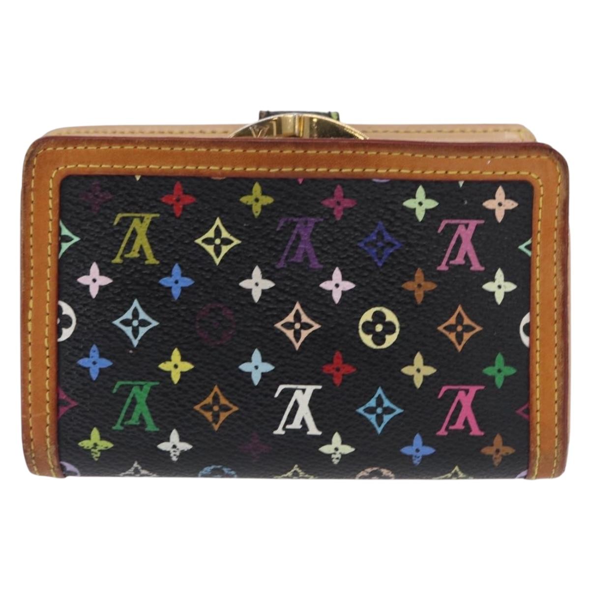 LOUIS VUITTON Multicolor Portefeuille Viennois Wallet Black M92988 Auth BA8902