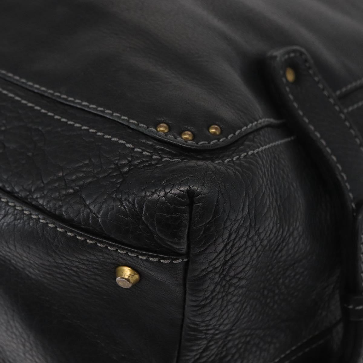 Chloe Paddington Shoulder Bag Leather Black Gold Silver Auth BA8905