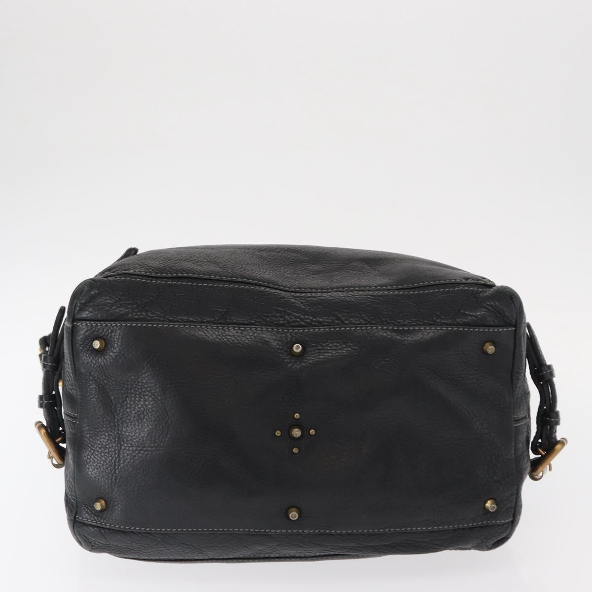 Chloe Paddington Shoulder Bag Leather Black Gold Silver Auth BA8905