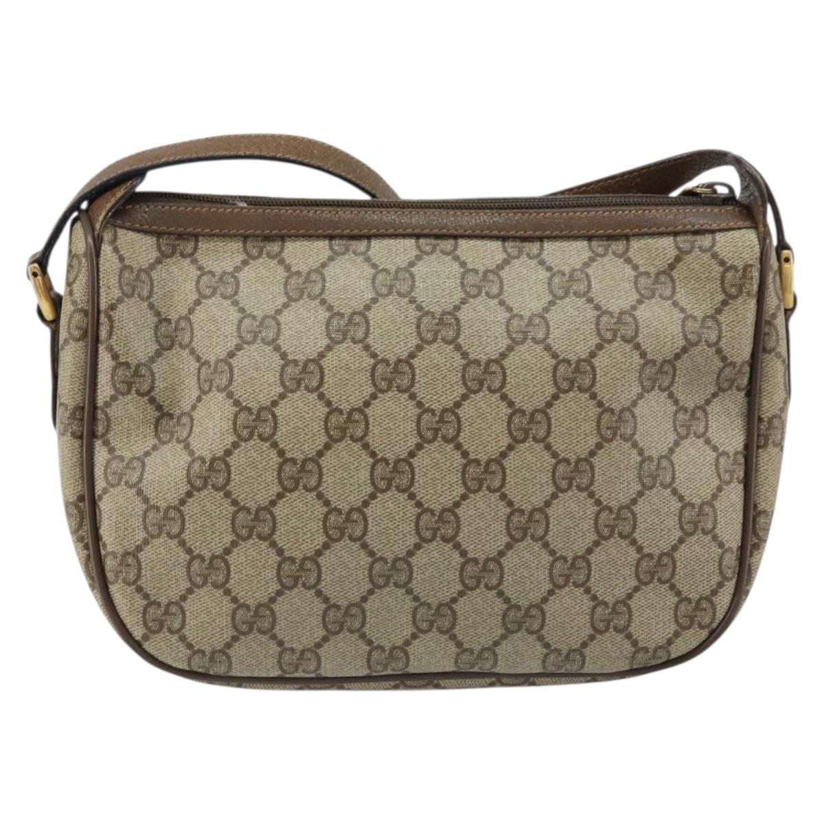 GUCCI GG Supreme Web Sherry Line Bag PVC Beige Gold 89 02 032 Auth BA8907