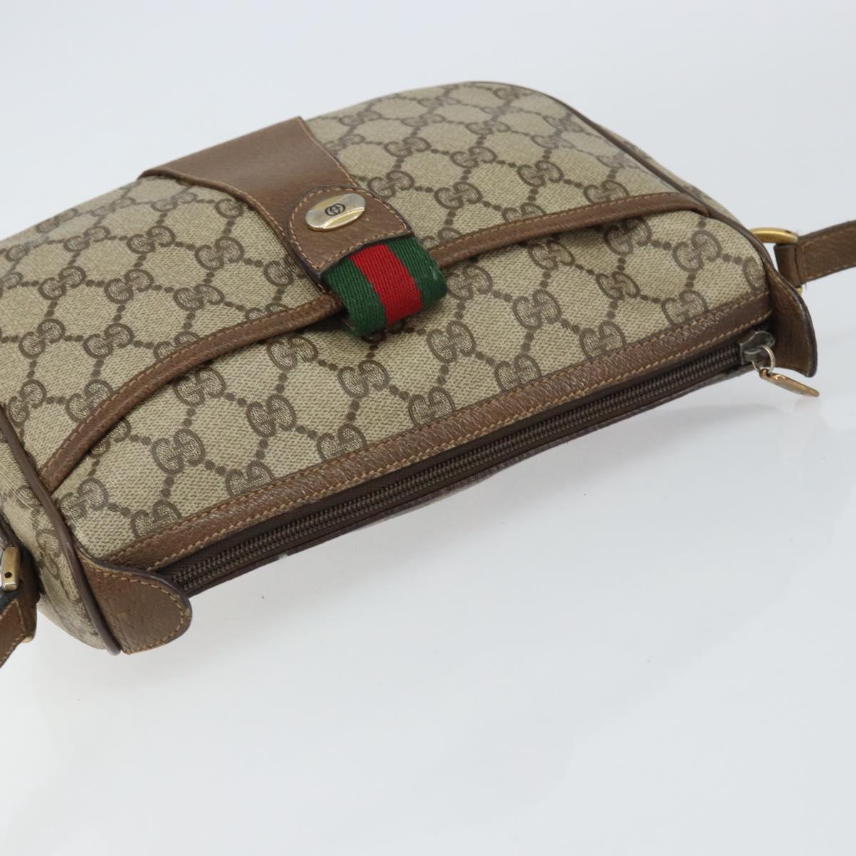 GUCCI GG Supreme Web Sherry Line Bag PVC Beige Gold 89 02 032 Auth BA8907