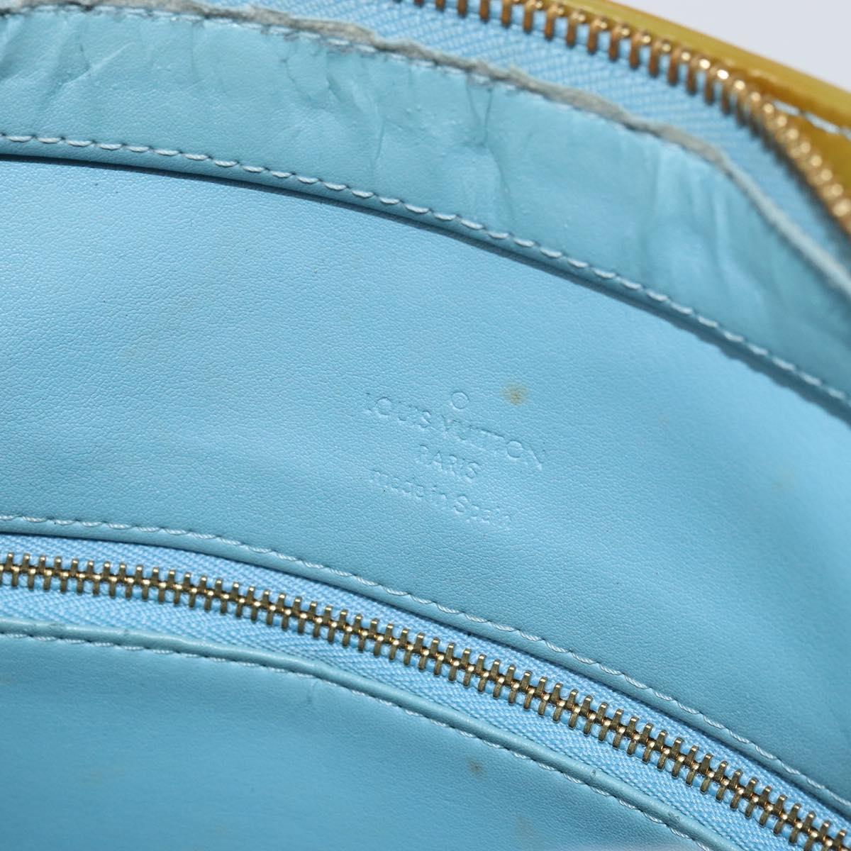 LOUIS VUITTON Monogram Vernis Houston Hand Bag Baby Blue M91005 LV Auth BA8959