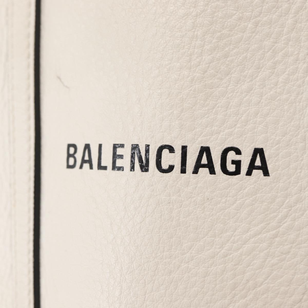 BALENCIAGA Everyday Tote XXS Bag Leather 2way White Silver 551815 Auth BA8961